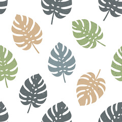Colorful Monstera Leaves Pattern Background. © Sem