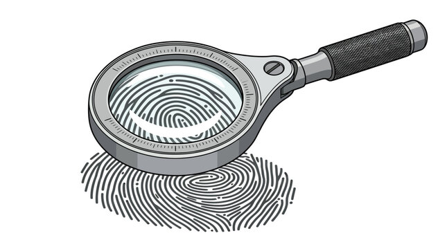 Magnifying glass over fingerprint detail.