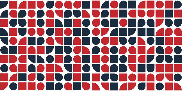 Background seamless bauhaus pattern. Geometric flower shapes and floral motifs