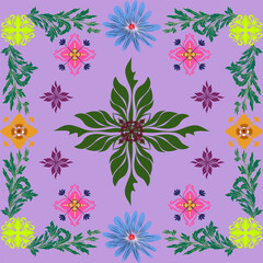 Obraz premium Majestic deep purple symmetrical floral seamless pattern with luxurious foliage ornaments, premium textile fabric and high-end gadget cover vector design.