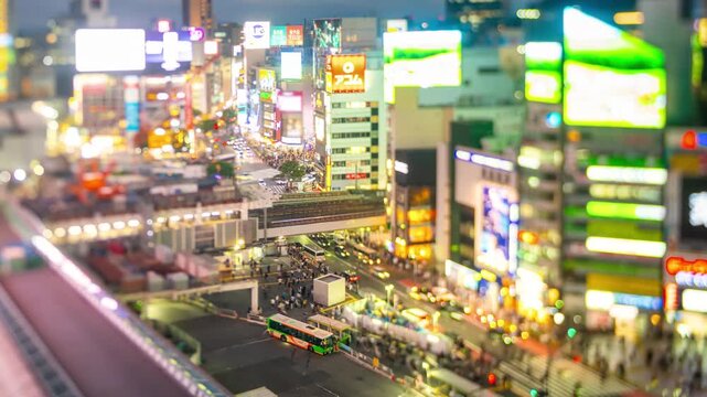 東京・渋谷夜景タイムラプス　May 2024　シフトレンズ逆アオリ