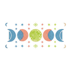 Moon phases and stars in space. © Sumiyatun