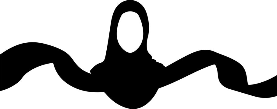 Vector style silhouette of a woman in traditional headscarf with abstract flowing elements, ideal for diversity and inclusion branding.