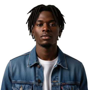 Portrait of a young man with dreadlocks isolated on transparent background