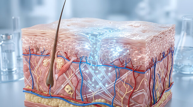 Absorption of serum into skin layers