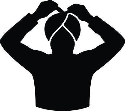 Silhouette design of a man tying his traditional sikh turban vector
