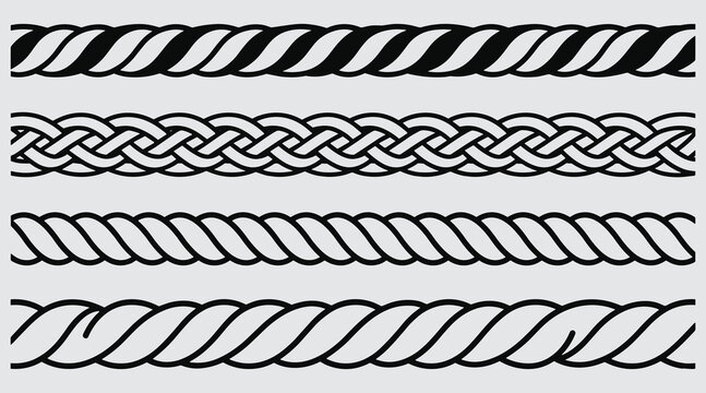 Nautical Rope Border Divider Collection Vector Illustration