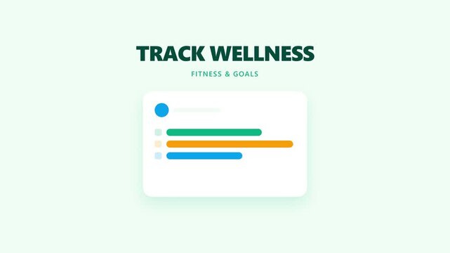 Minimalist wellness app intro animation with morning run, mindfulness, yoga and fitness track goals