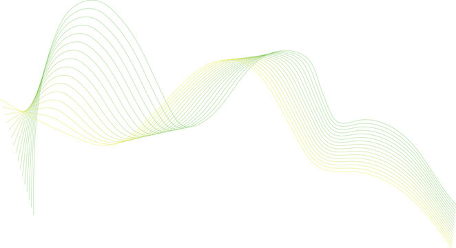Abstract green wave, gradient curve, wavy line, fluid motion, vector graphic