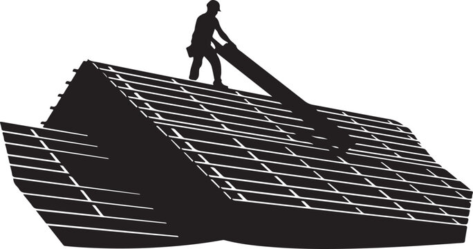 Roofer installing shingles on a roof roofing construction