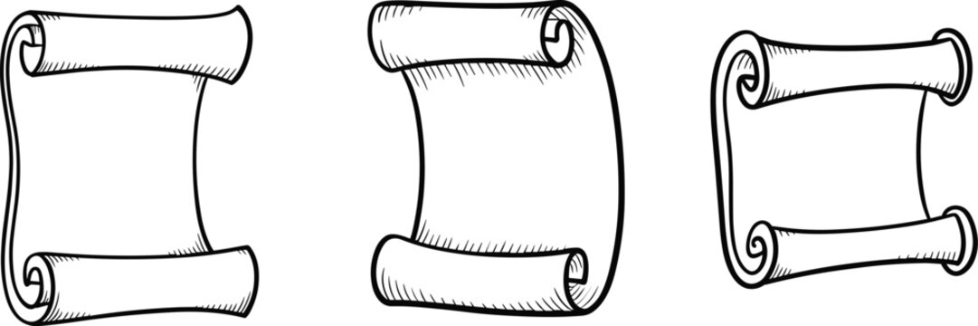 Vintage parchment scroll banner collection vector illustration for antique manuscript and medieval decorative design