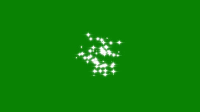 White glitter blast sparkle star trail animation with magic dust flow .  fairy wand glitter burst, elegant shining star transition overlay on green screen background. 4k video