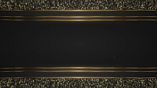 Luxury Black and Gold Banner Background with Horizontal Glitter Borders Awards Trailer Titles Cinematic Openers Intro Loop