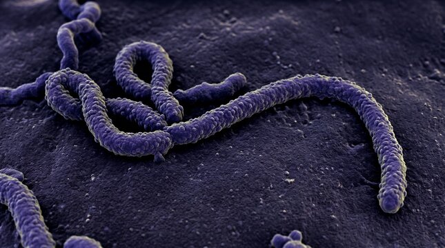 Scanning electron micrograph of ebola virus particles
