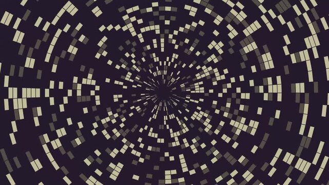 Abstract Geometric Tunnel Animation Radial Expansion Outward Burst Light Squares Rectangles Dark Purple Background 4K