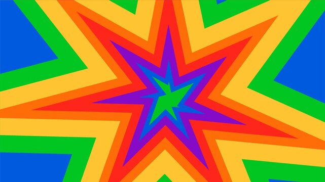 Vibrant psychedelic starburst vector background with colorful geometric shapes, dynamic radial explosion and retro pop art style. Bright abstract design for posters.