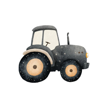 Classic farm tractor portrait highlighting cab and wheels.