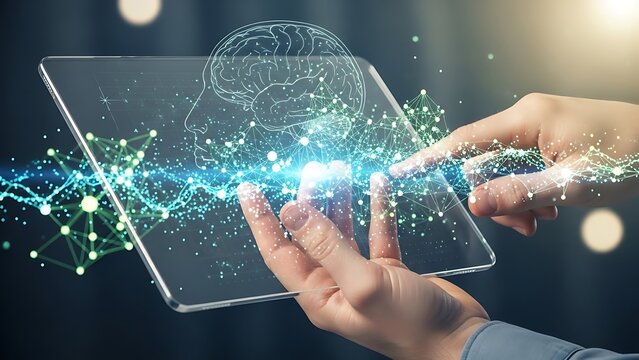 Futuristic Technology and Artificial Intelligence Brain Interface.