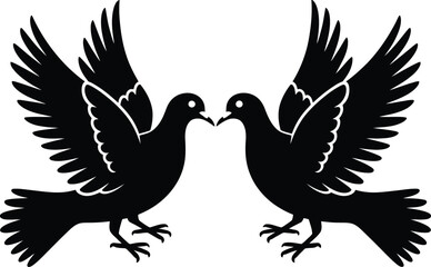 Fototapeta premium Dove silhouette design, peace bird symbols vector artwork modern decorative nature graphics romantic flying bird elements illustration