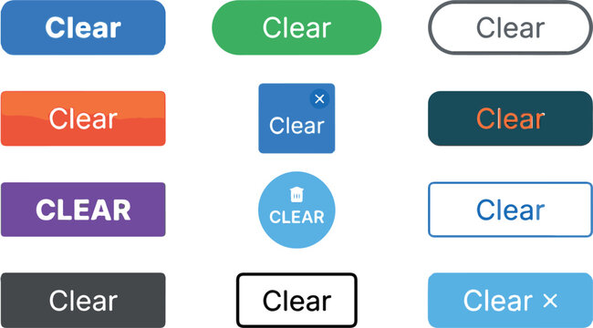 Clear delete reset action interactive user interface button vector elements pack for application database