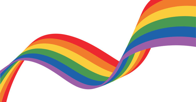 Abstract rainbow wave ribbon vector illustration for pride celebration, diversity and colorful artistic background design