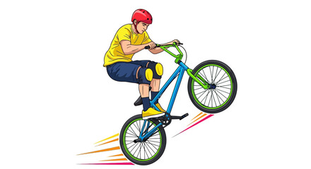 Fototapeta premium Man riding a bicycle performing tricks.