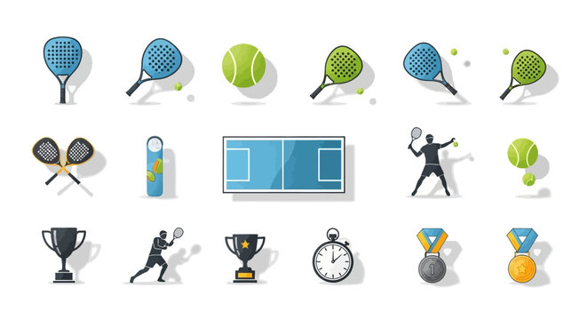Tennis icons and sports symbols collection.