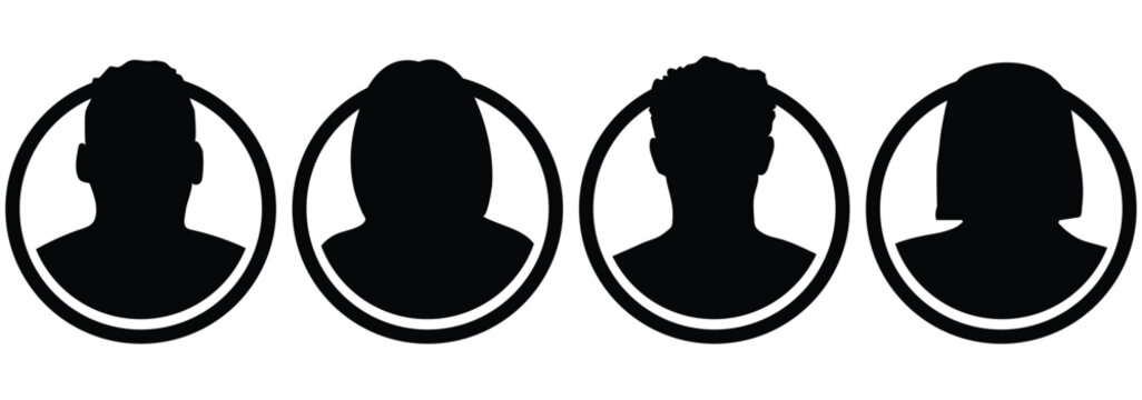 User profile avatar icon set. Concept for user profile display, corporate directory and web account registration. Vector illustration.