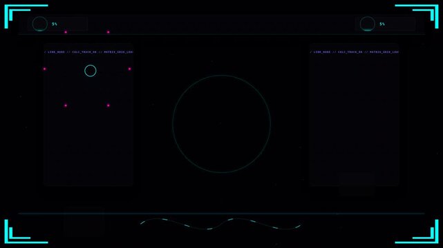 Futuristic digital interface motion with animated holographic elements and glowing neon accents for technology and sci-fi themes.