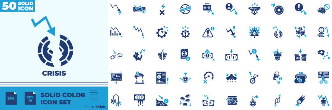 Crisis Solid Color Editable Icons set