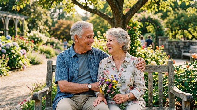 Spontaneous dance. Portrait of happy seniour couple smiling while dancing together outdoors