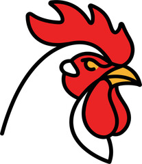 Fierce Rooster Head Mascot Vector Illustration with Red Comb and Yellow Beak for Sports Team Logos, Farming Brands, and Minimalist Graphic Designs © Md Monjurul