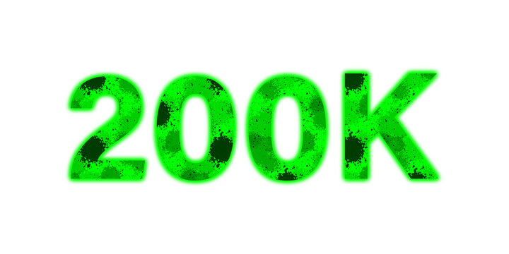 200k green dotted pattern milestone sign isolated as PNG