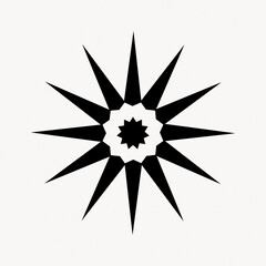 Obraz premium Abstract black starburst pattern with sharp, pointed edges on white.