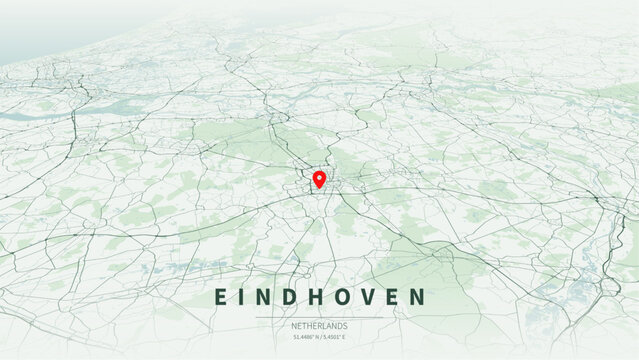 Minimalist vector map of Eindhoven, Netherlands. High-quality scalable illustration of Eindhoven city grid, Brainport high-tech industrial layout, Strijp-S creative district for posters and design.