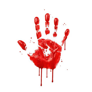 Red handprint with bloody palm mark