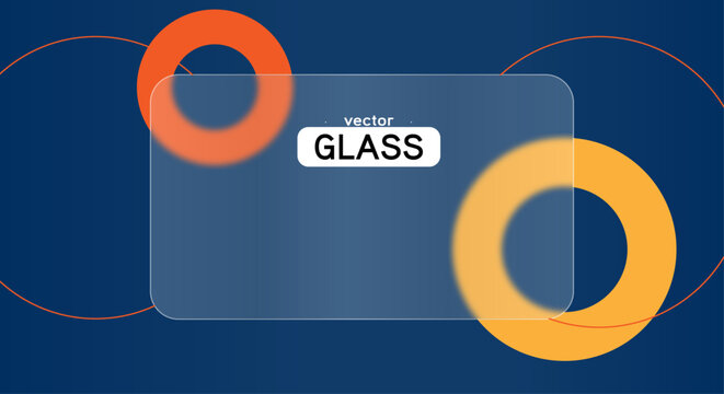 Glassmorphism background banner with transparent glass frame template . Realistic Frosted glass morphism effect with blurred abstract gradient circle shapes. Vector illustration