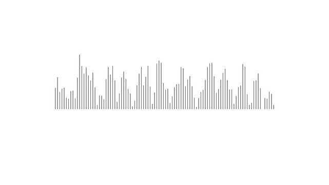 Sound wave animation isolated on white background. Audio waveform with frequency animated lines. Abstract sound wave background.