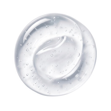 Clear cosmetic gel drop with bubbles isolated on transparent background