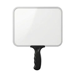 Blank white hand-held fan sign with black grip © BTG