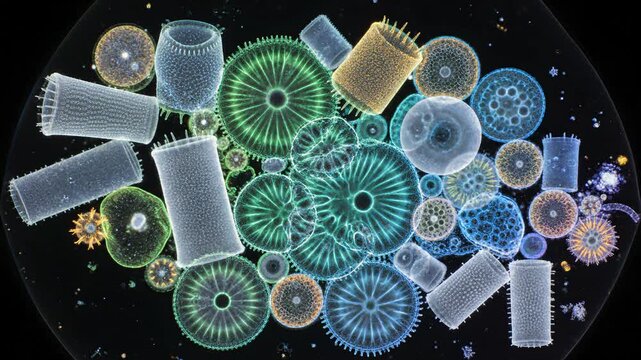 Microscopic organisms in vibrant colors perfect for IT presentations and tech marketing