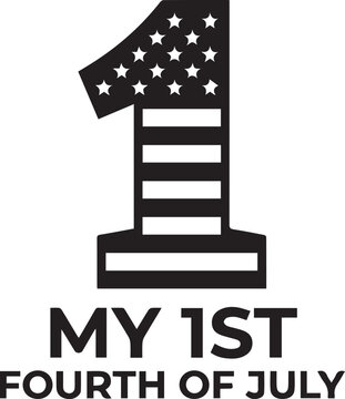 American Independence Day, patriotic number one, fourth of July celebration, USA flag vector icon