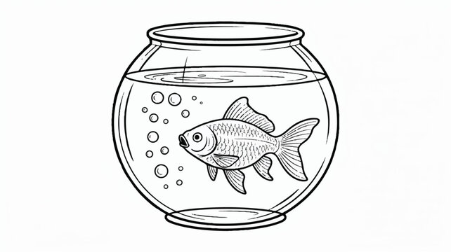 Fish swimming in a clear glass bowl with water and bubbles