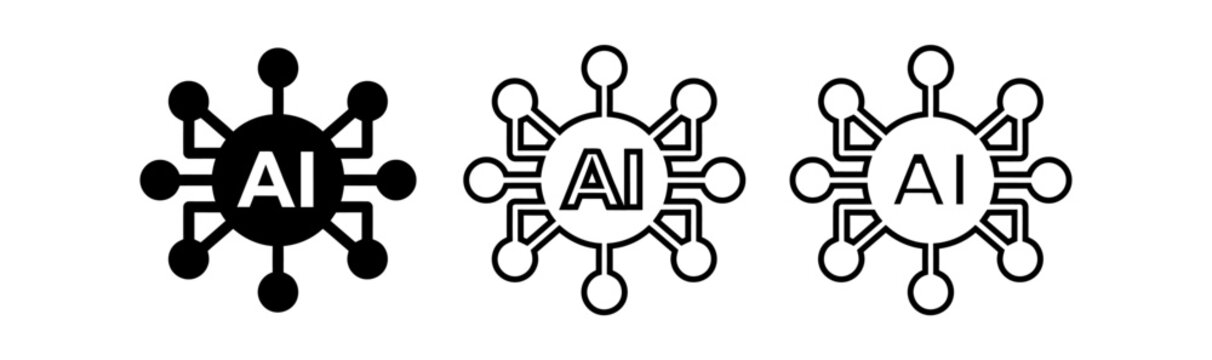 Artificial intelligence logo set with network connection symbols