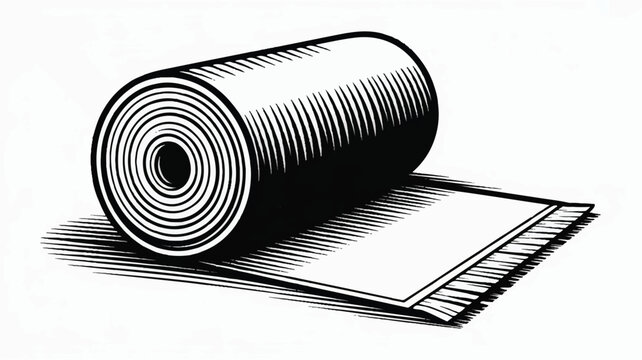 rolled up mat with lines on it lying on flat surface