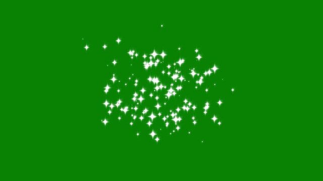 2d glitter stars particles blast animation,white glowing dust line, fairy twinkle animation, blinking light effect on green screen, cosmic sparkle effect motion video.