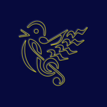Creative Singing Bird Musical Note Logo Design For Music