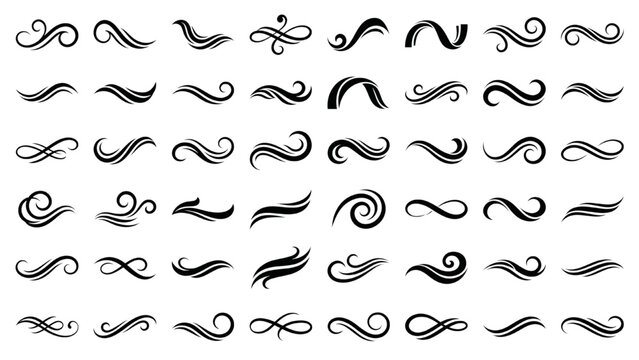 Modern Wave Ribbon Vector Bundle &ndash; Elegant Fluid Motion Shapes, Smooth Abstract Flowing Curves, Isolated White