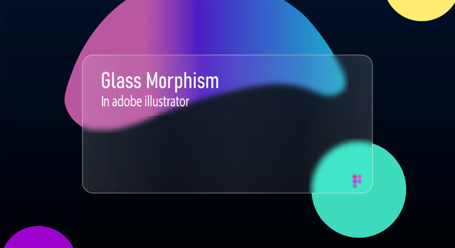 glassmorphism background banner with glass frame template . Realistic Frosted glass morphism effect with blurred abstract gradient  circle shapes. Vector illustration. adobe illustrator tutorial