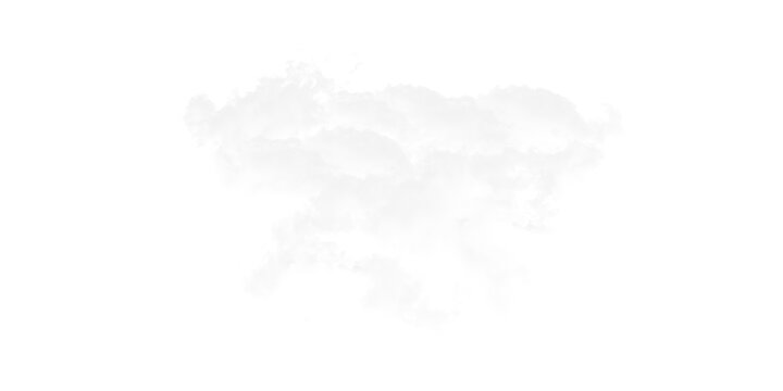 Single large puffy white cloud isolated on transparent grid for creative digital artwork.